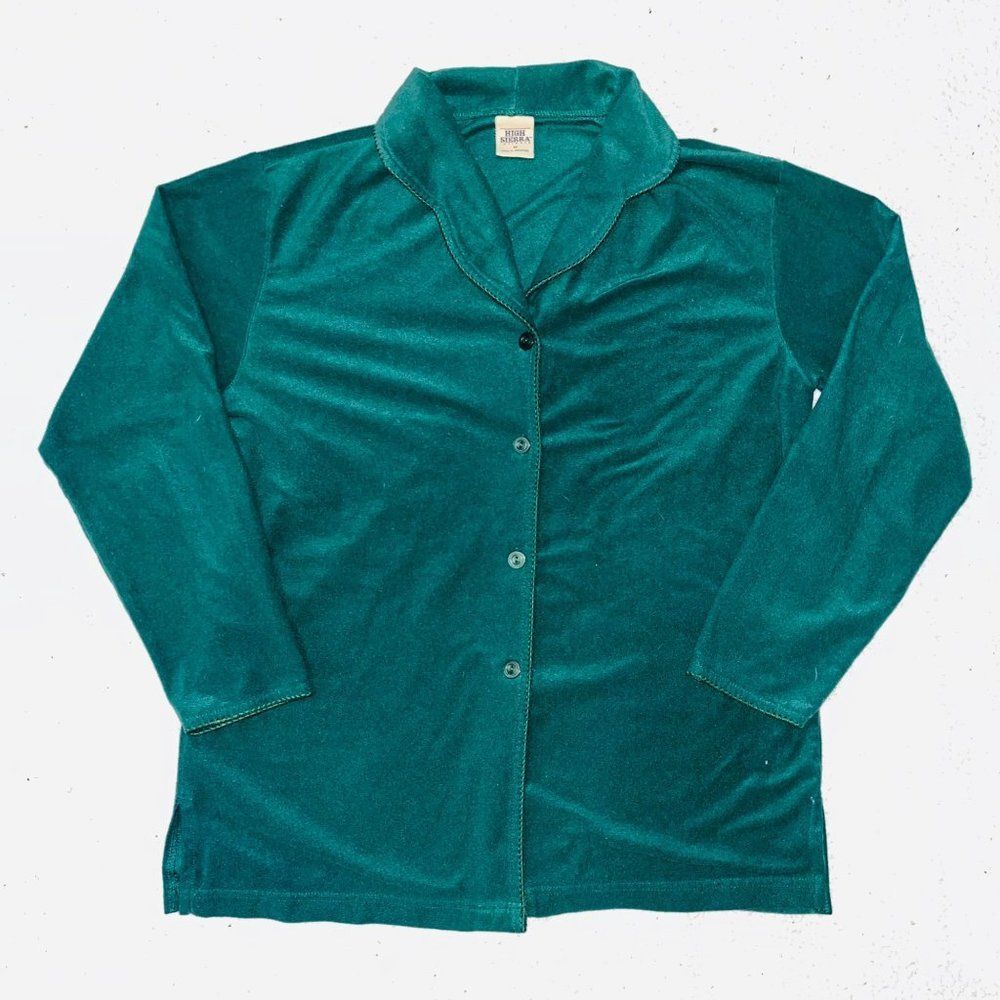 High Sierra Intimate Pajama Long Sleeve Top Green Women M Sleep Night Holiday